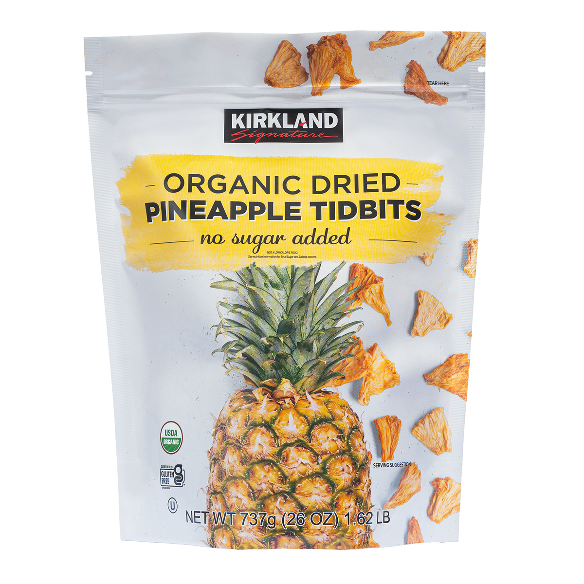 Kirkland Signature Organic Dried Pineapple Tidbits, 26 oz
