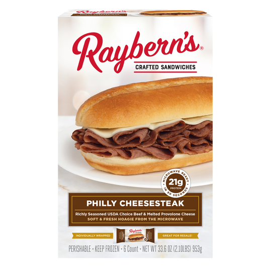 Raybern’s Crafted Sandwiches, Philly Cheesesteak, 5.6 oz, 6 ct