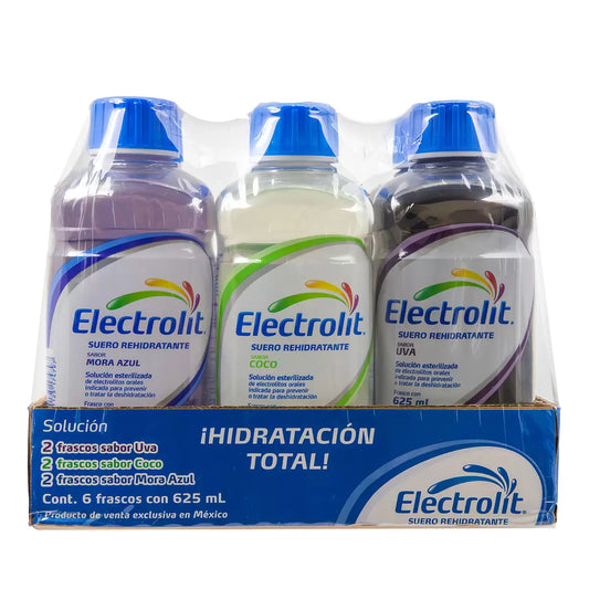 Electrolit Oral Rehydration Solution, Grape, Blueberry, Coconut, 6 / 625ml
