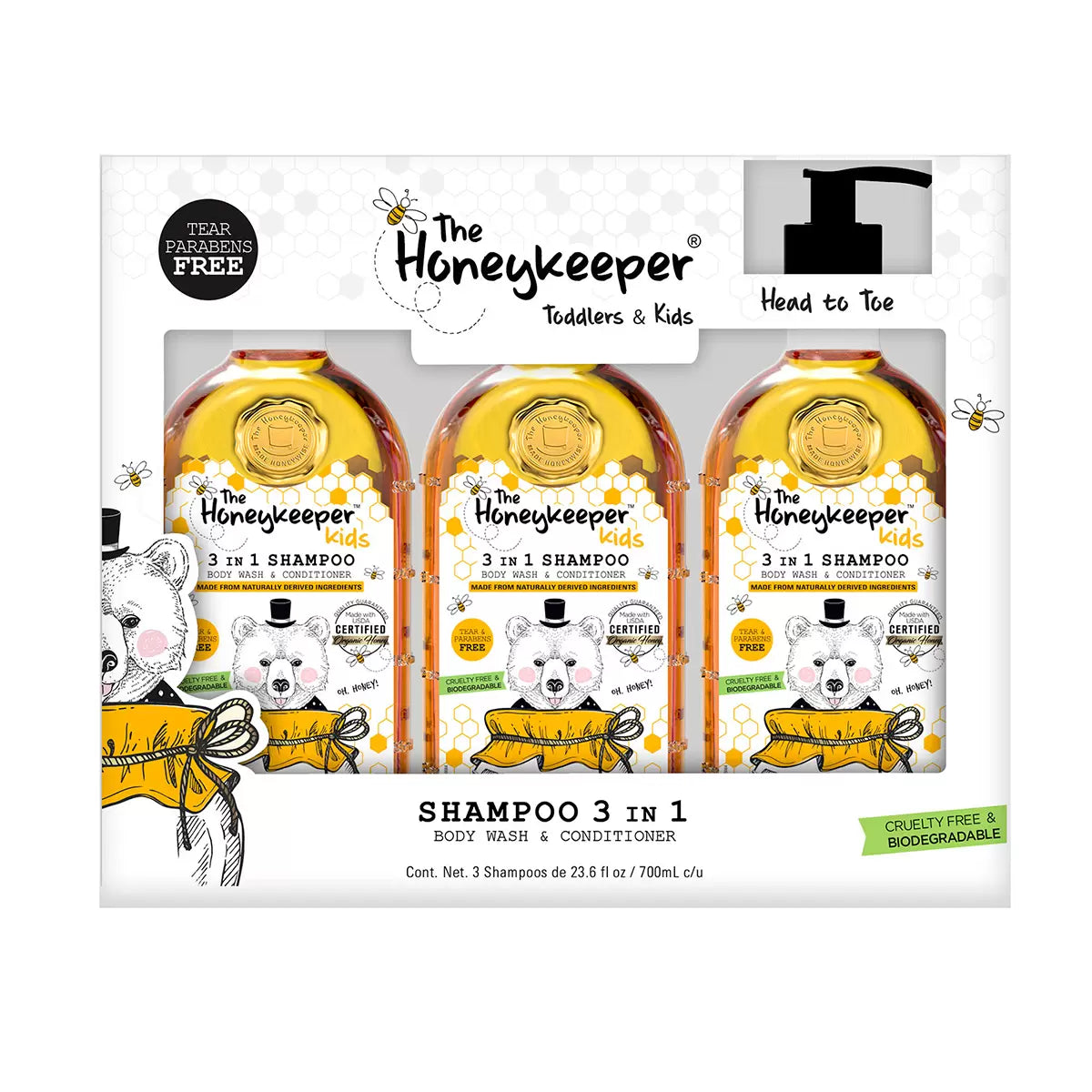 The Honeykeeper 3-in-1 Shampoo with Honey (3-pack, 700 ml each)