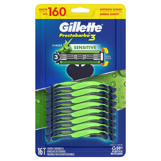 Gillette Prestobarba 3 Sensitive Disposable Razors (16-pack)