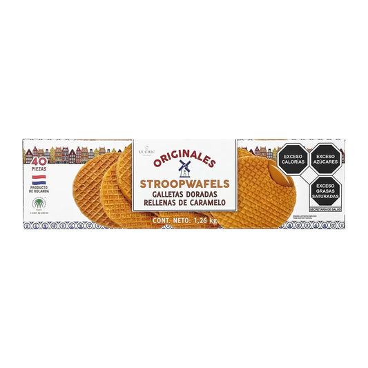 Le Chic Patissier Stroopwafels Golden Cookies Filled with Caramel 40 pcs of 31.5 g