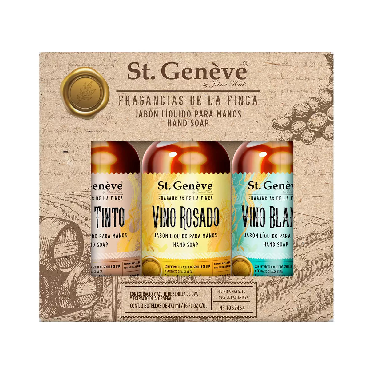 St. Genève Wine Collection Liquid Hand Soap (3 x 473 ml)