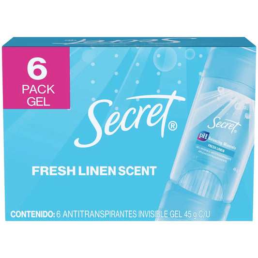 Secret Fresh Linen Clear Gel Antiperspirant (6-pack, 45 g each)