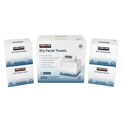 Kirkland Signature Dry Facial Towels 4 x 50 Count