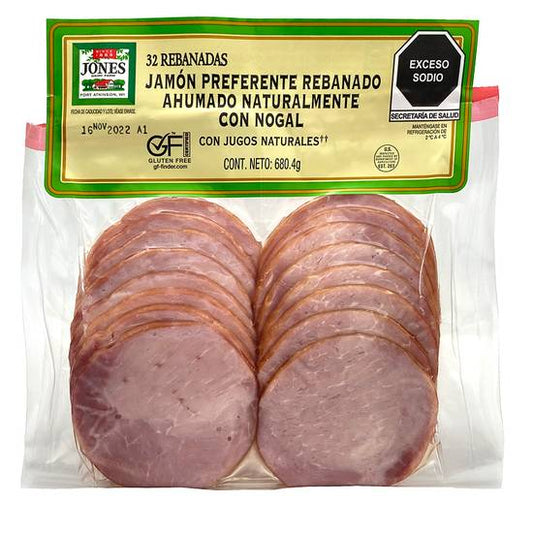 Jones Dairy Farm Naturally Hickory Smoked Sliced Ham – 32 Count