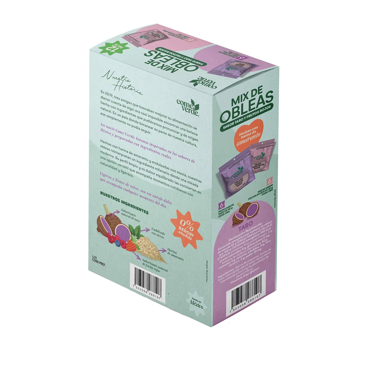 Come Verde Amaranth Wafers Mix - Taro & Red Berries (12-Pack, 40g each)