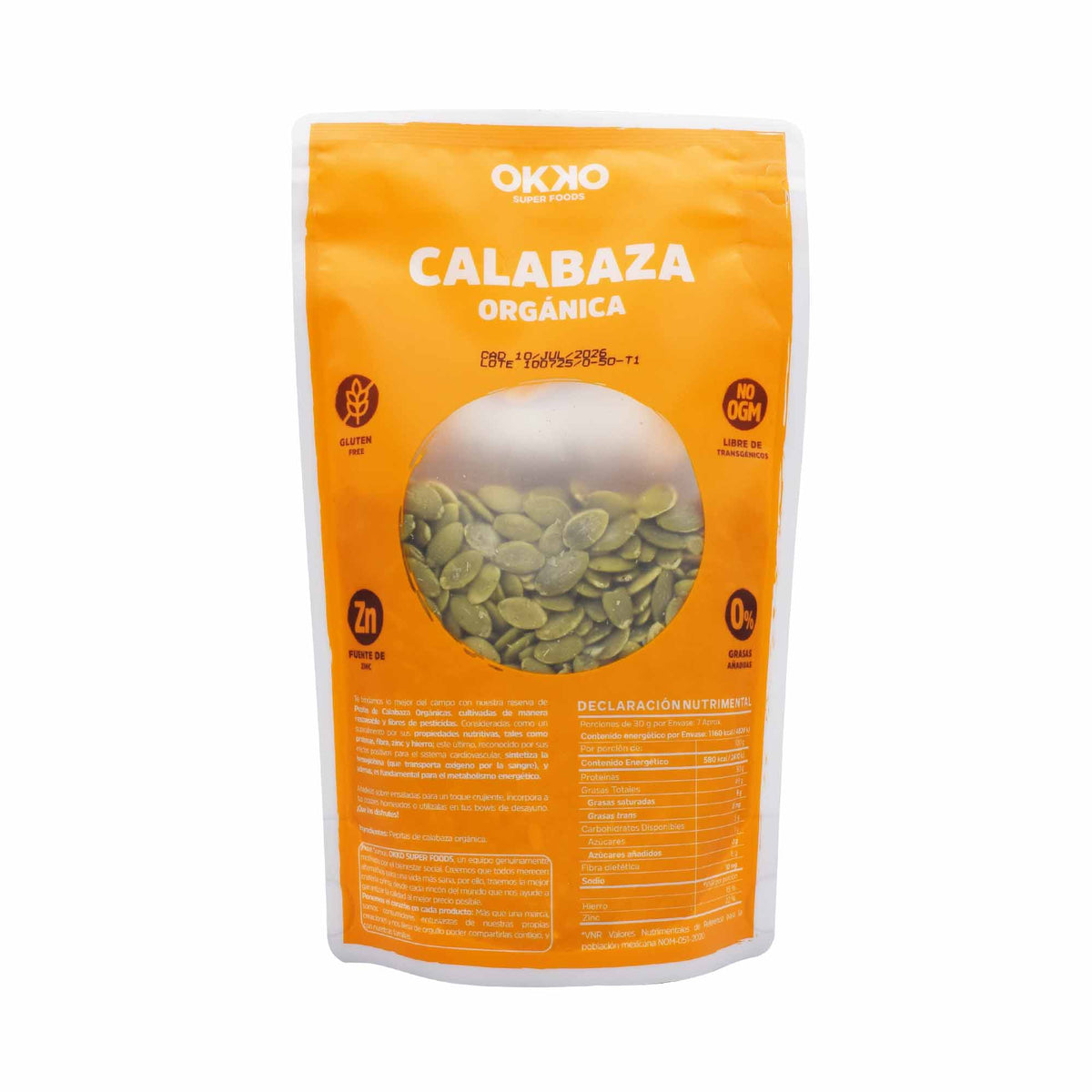 Okko Organic Pumpkin Seeds (Pepitas) - 200g Bag