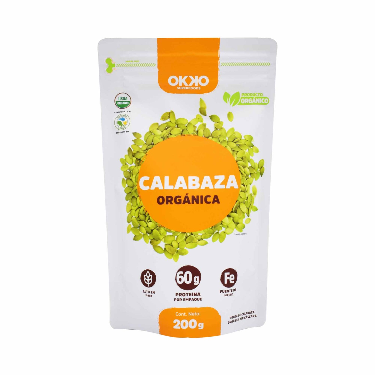 Okko Organic Pumpkin Seeds (Pepitas) - 200g Bag