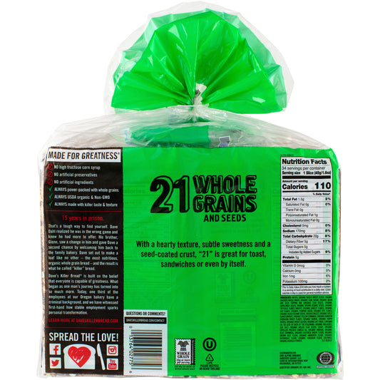 Dave's Killer Bread, Organic 21 Whole Grains, 27 oz, 2 ct