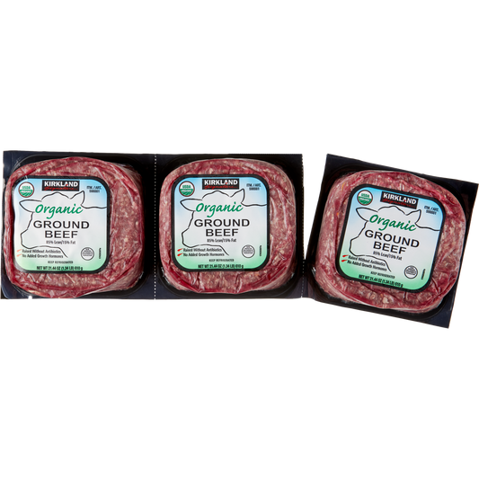 Kirkland Signature Organic Ground Beef, 85% Lean, 4 lbs