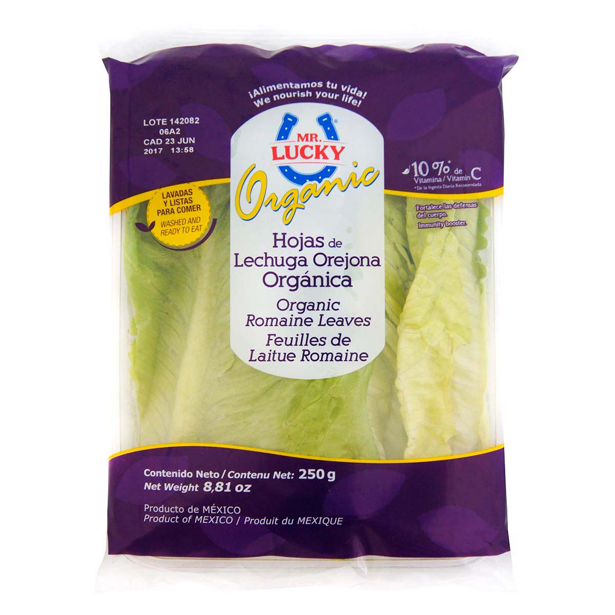 Mr. Lucky: Organic Romaine Lettuce Leaves - 250g (8.8 oz)