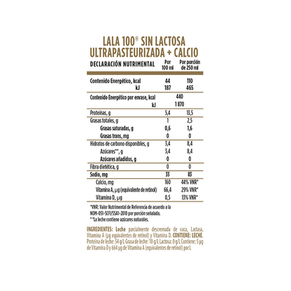 Lala 100 Lactose-Free UHT +Calcium 12 pz 1L