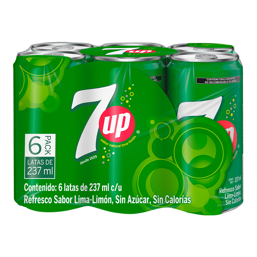7UP Zero Sugar Lemon Lime Soda, 6-Pack Mini Cans