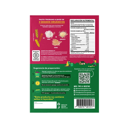 America Orgánica Gluten-Free Organic Tri-Grain Veggie Fusilli, 227 g