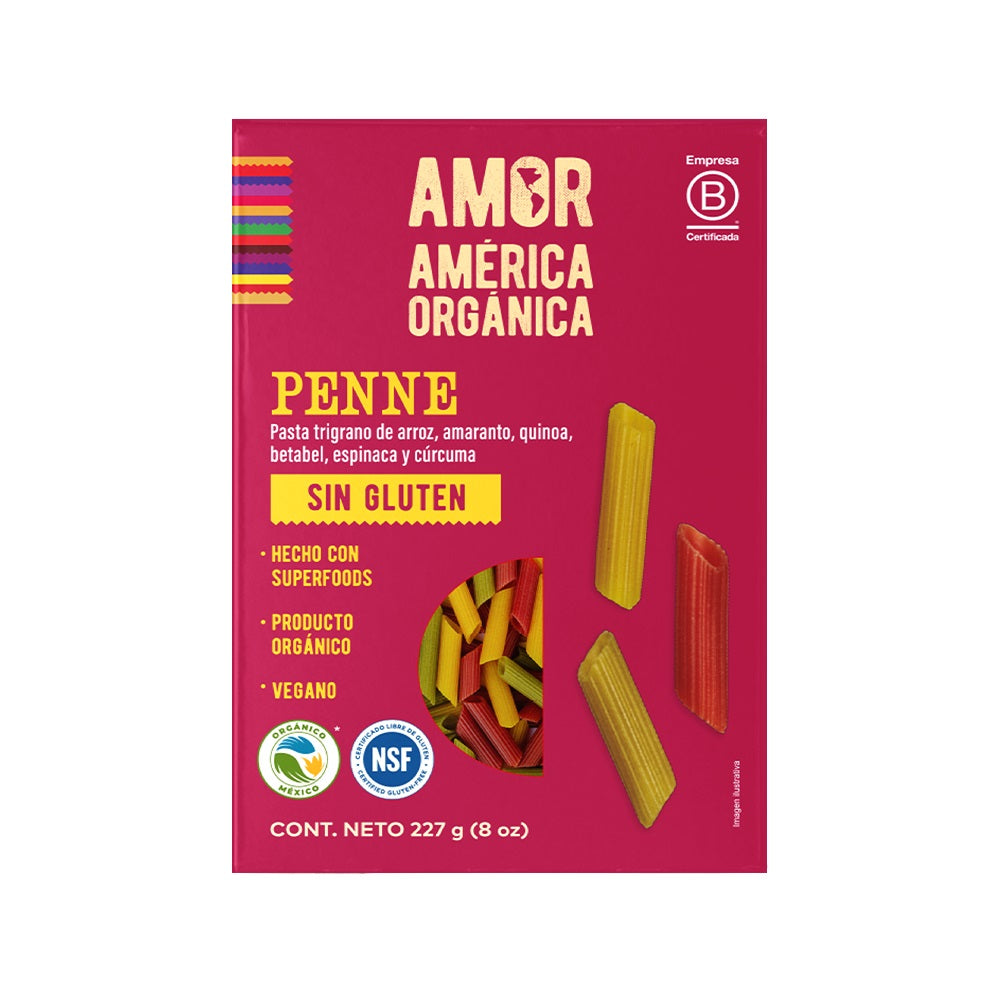 Amerca Orgánica Gluten-Free Organic Tri-Grain Veggie Penne, 227 g