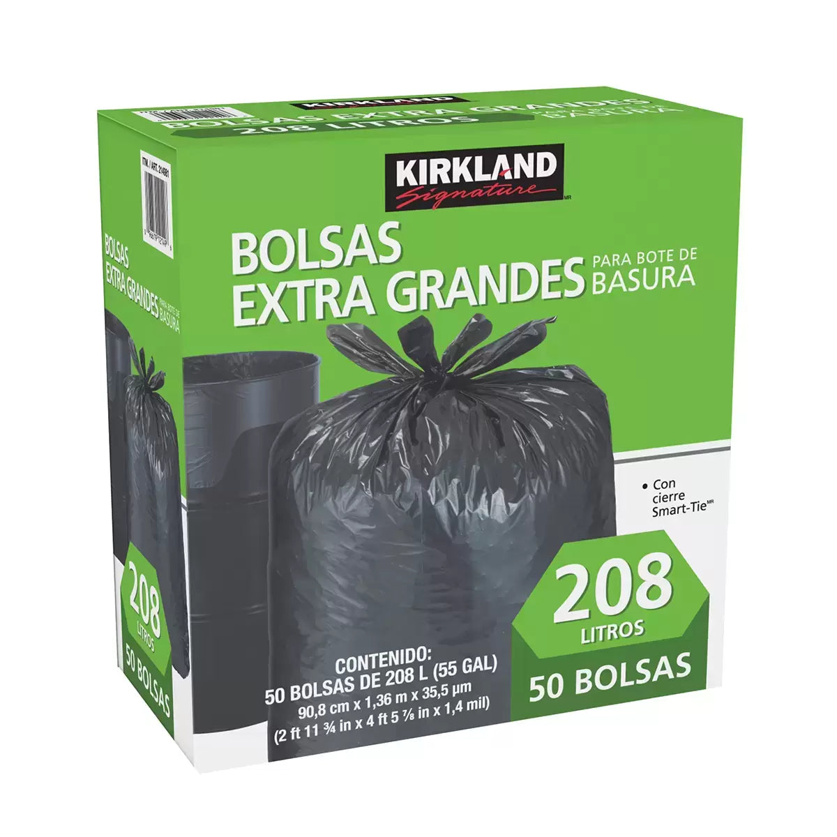 Kirkland Signature Heavy-Duty 208L Trash Bags - 50 Count