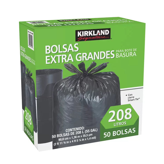 Kirkland Signature Heavy-Duty 208L Trash Bags - 50 Count