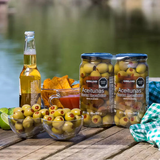 Kirkland Signature Spanish Gordal Olives Stuffed with Pimiento, 2 x 595g
