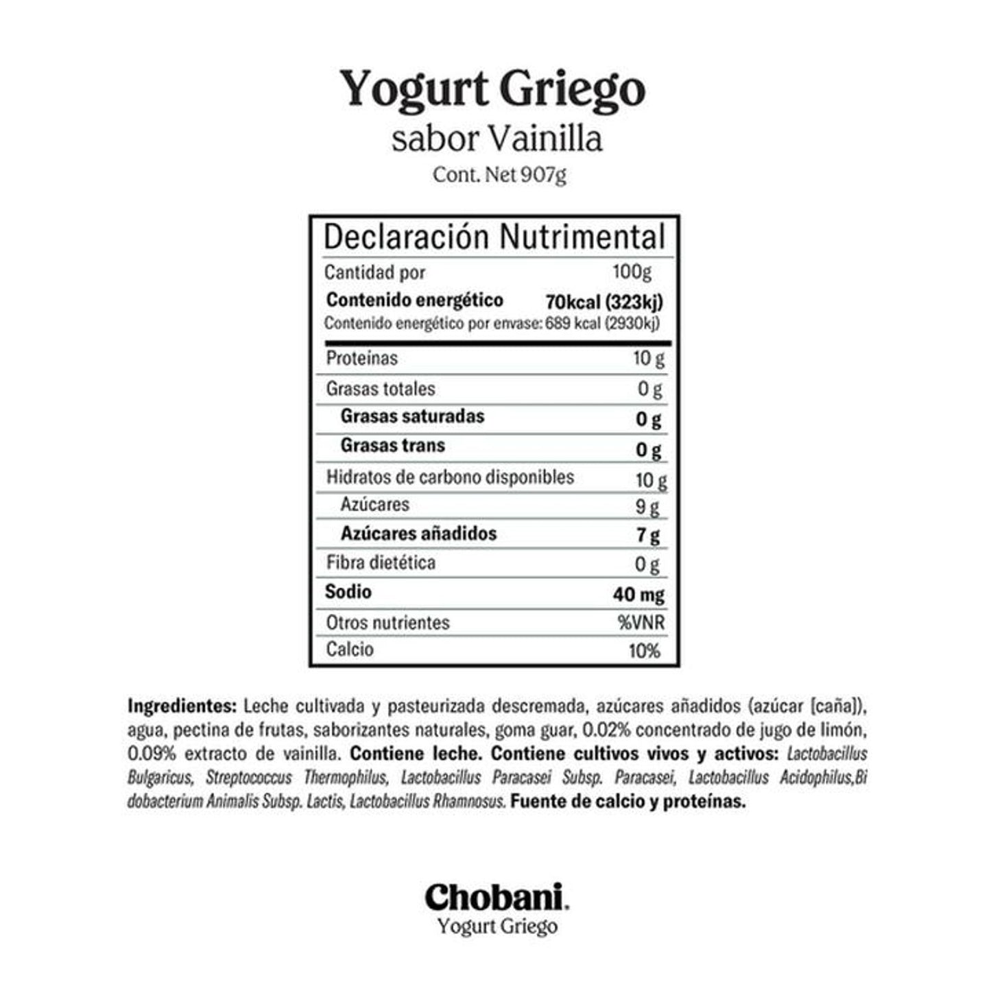Chobani Greek Yogurt - Blended Vanilla (907g / 32 oz)