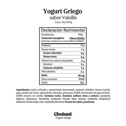 Chobani Greek Yogurt - Blended Vanilla (907g / 32 oz)