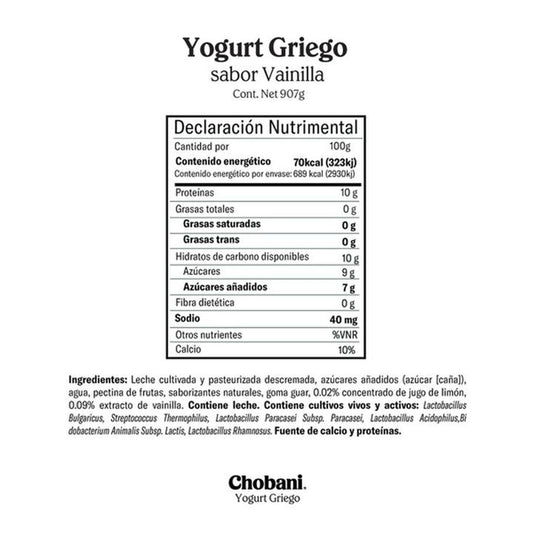 Chobani Greek Yogurt - Blended Vanilla (907g / 32 oz)