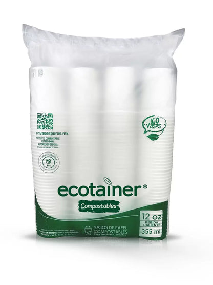 Ecotainer Compostable Hot & Cold Cups - 160 ct. / 12 oz (355 ml)
