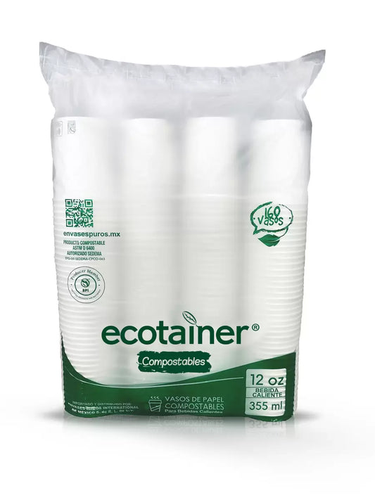 Ecotainer Compostable Hot & Cold Cups - 160 ct. / 12 oz (355 ml)