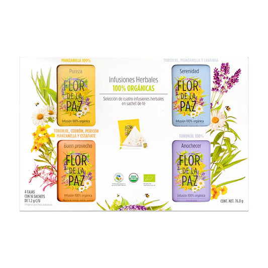 Flor de La Paz Organic Tea Kit (4 boxes with 16 sachets each)