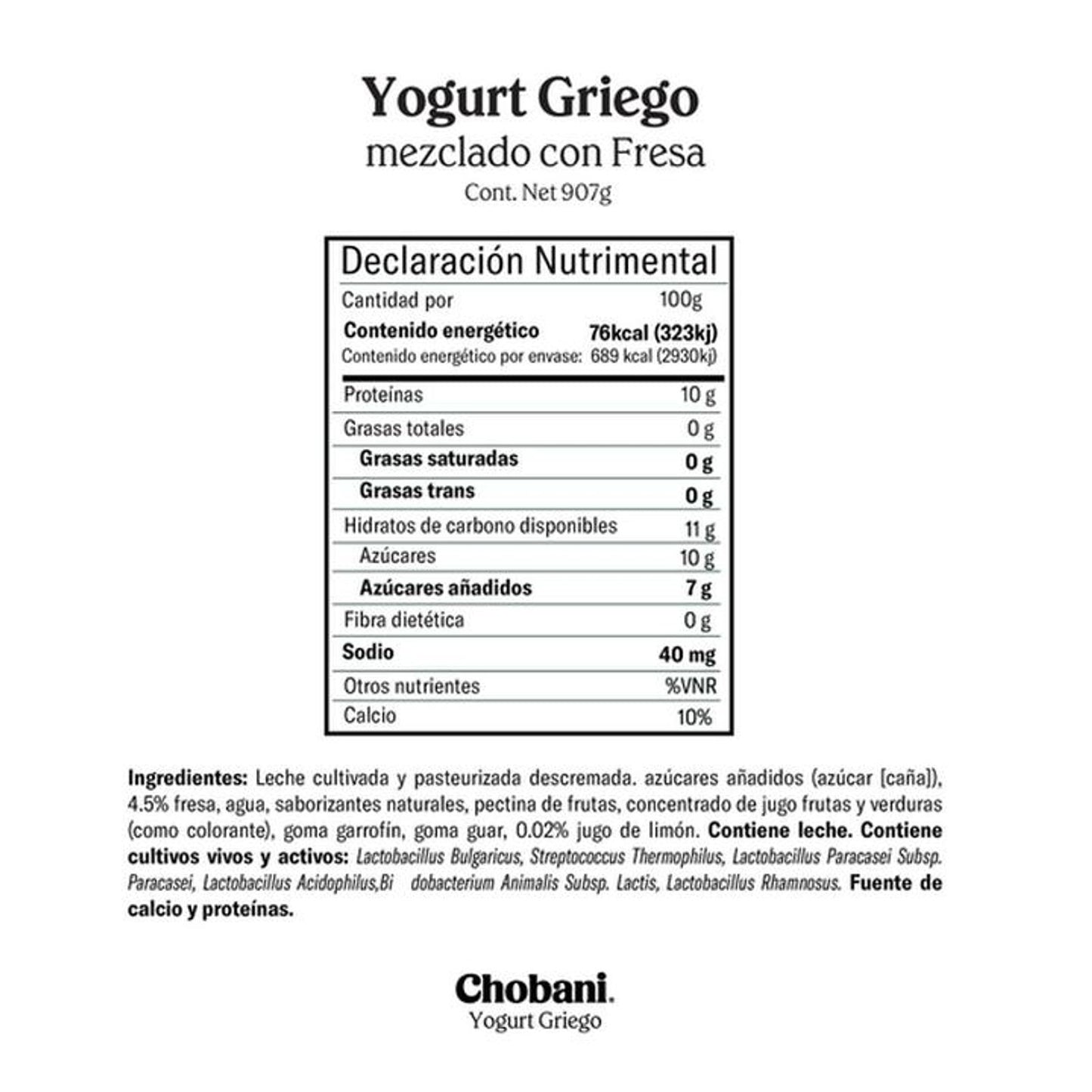 Chobani Greek Yogurt - Blended Strawberry (907g / 32 oz)