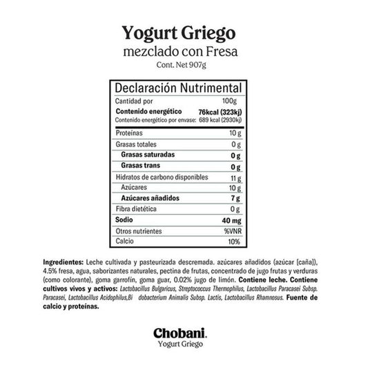 Chobani Greek Yogurt - Blended Strawberry (907g / 32 oz)