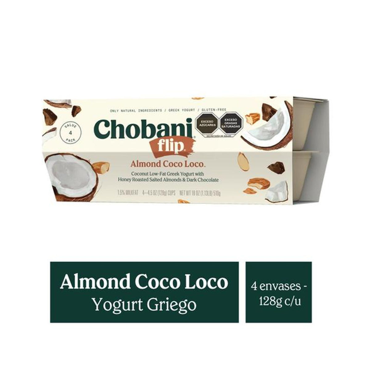 Coco Greek Chobani Flip Almond Coco Loco Greek Yogurt - 4 Pack (4.5 oz Cups ...
