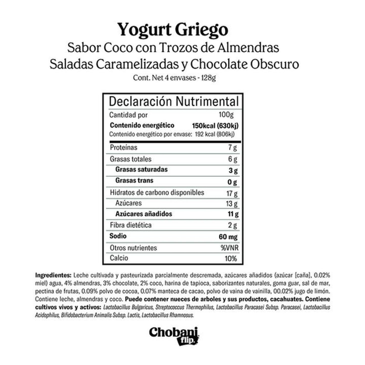 Chobani Flip Almond Coco Loco Greek Yogurt - 4 Pack (4.5 oz Cups)
