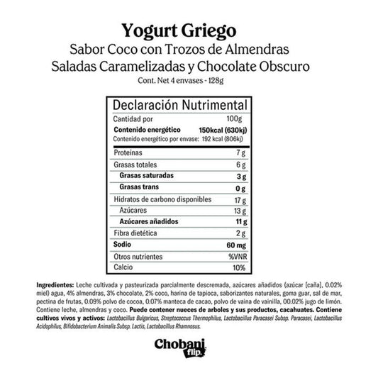 Chobani Flip Almond Coco Loco Greek Yogurt - 4 Pack (4.5 oz Cups)