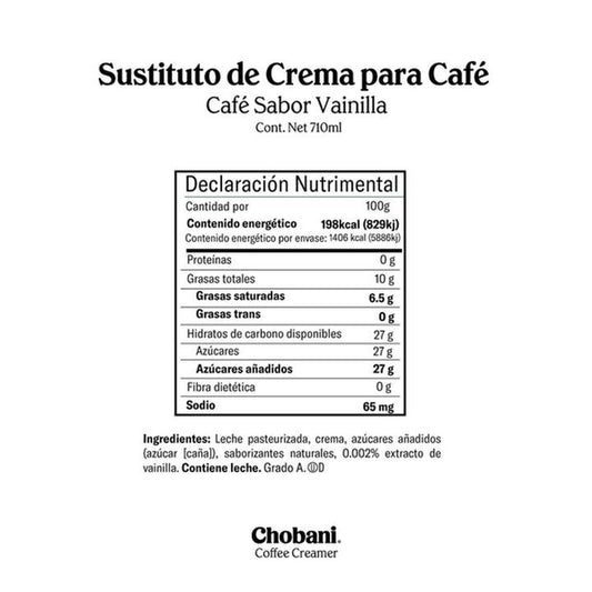 Chobani: Vanilla Coffee Creamer - Made with Real Cream (710ml / 24 fl oz)