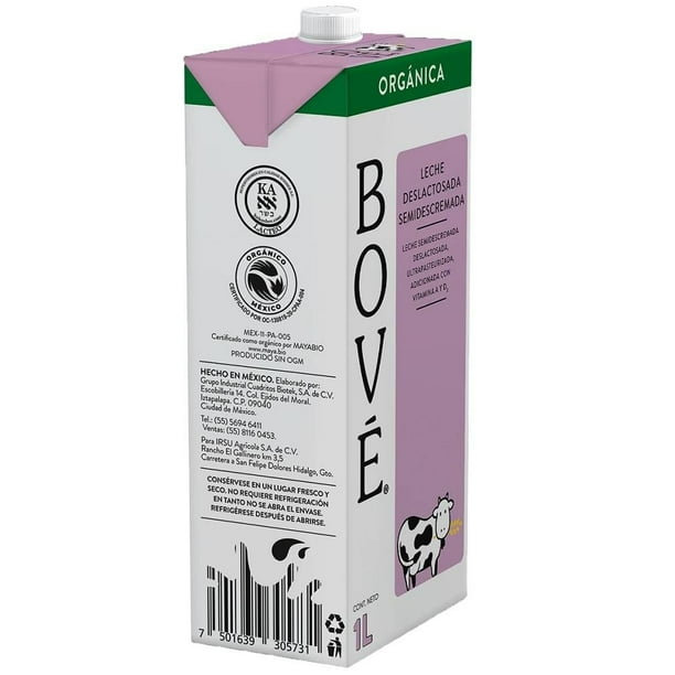Bové: Organic Lactose-Free Semi-Skimmed Milk - 1 Liter (Shelf-Stable)