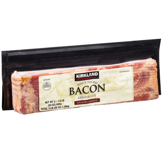 Kirkland Signature Thick Sliced Bacon, Center Cut, 1.5 lbs, 2 ct
