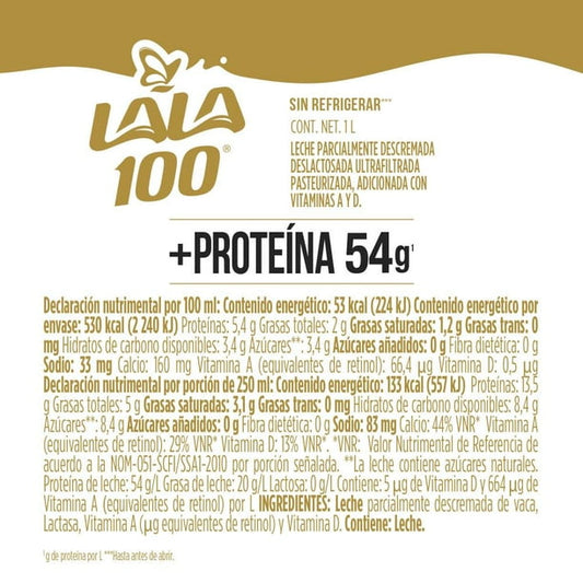 Lala Lactose-Free Milk 100 (12-pack, 1 L each)