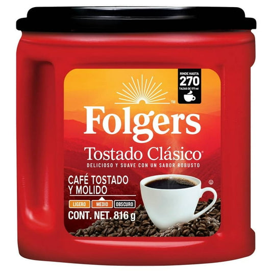 Folgers Classic Roast Ground and Roasted Coffee, Medium Roast, 816 g