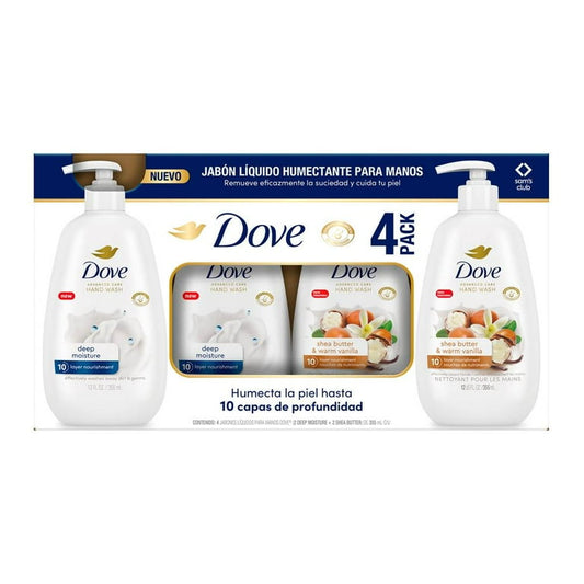 Dove Liquid Hand Soap, 4-pack (2 Deep Moisture & 2 Shea Butter), 355 ml each