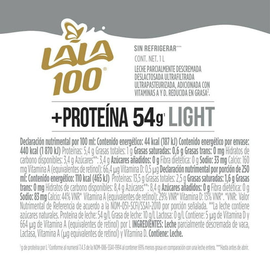 Lala 100 Prot+Low Carb Partially Lactose-Free Milk (12-pack, 1 L each)