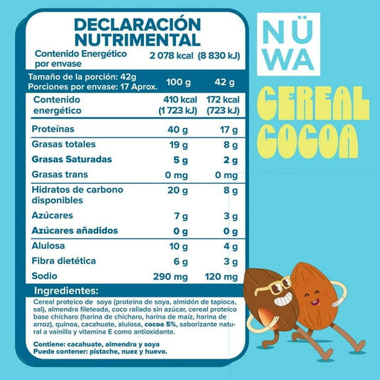 Nüwa Baked Cereal with Cocoa and Protein, 700 g