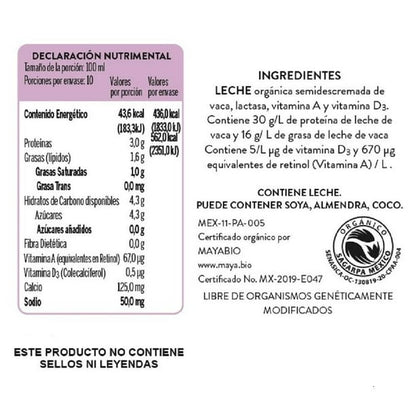 Bové: Organic Lactose-Free Semi-Skimmed Milk - 1 Liter (Shelf-Stable)