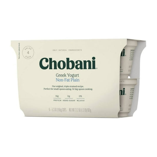 Chobani Non-Fat Greek Yogurt - Plain (4-Pack / 150g each)