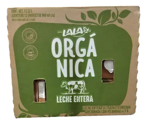 Lala Organic Whole Milk, 12 pieces of 960 ml