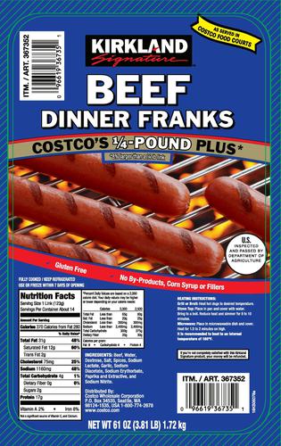 Kirkland Signature Beef Hot Dogs (1.72 kg)