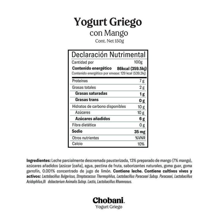 Chobani Greek Yogurt - Fruit on the Bottom Mango (150g / 5.3 oz)