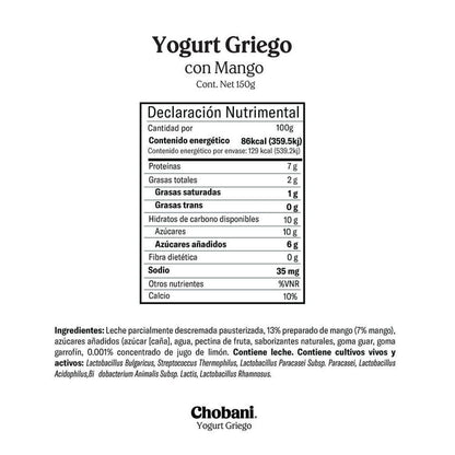 Chobani Greek Yogurt - Fruit on the Bottom Mango (150g / 5.3 oz)