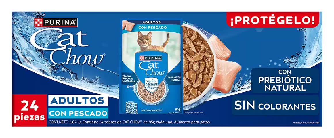 Cat Chow Hydrodefense Plus+ wet cat food, fish, Adult (24 x 85 g)