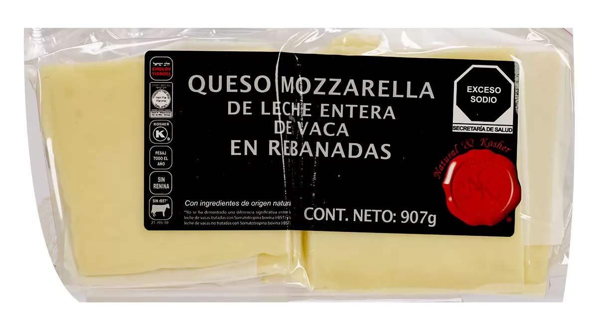 Natural & Kosher: Sliced Mozzarella Cheese 907g